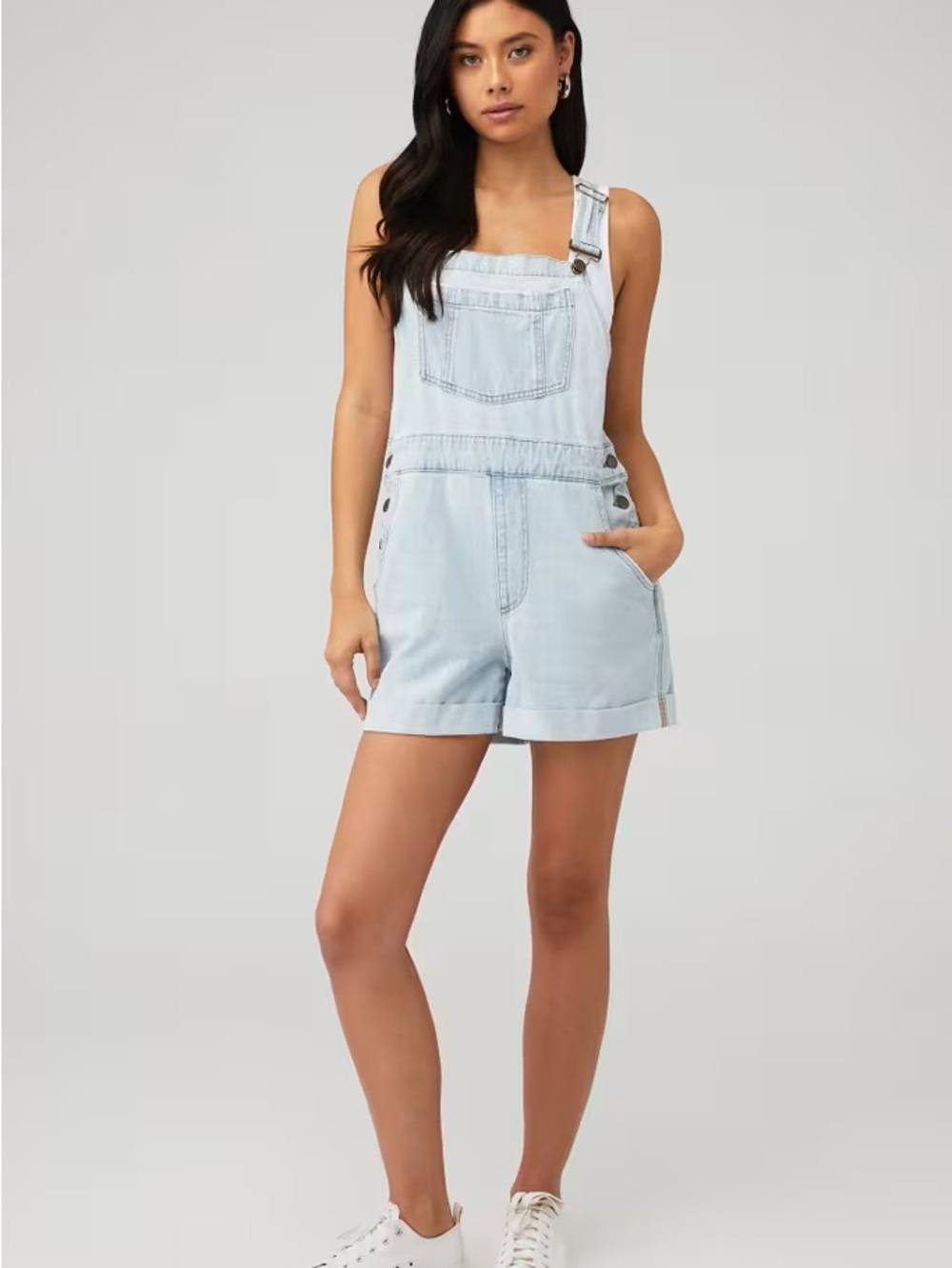 We The Free Free People Ziggy Shortalls in light wash